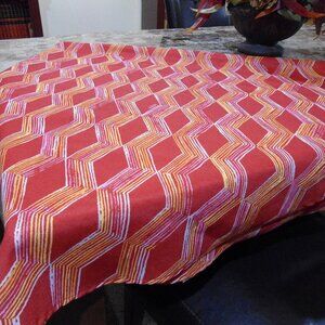 VERA Rectangle 60"x102" Fabric Tablecloth Red White Holiday Colors Modern Vibe